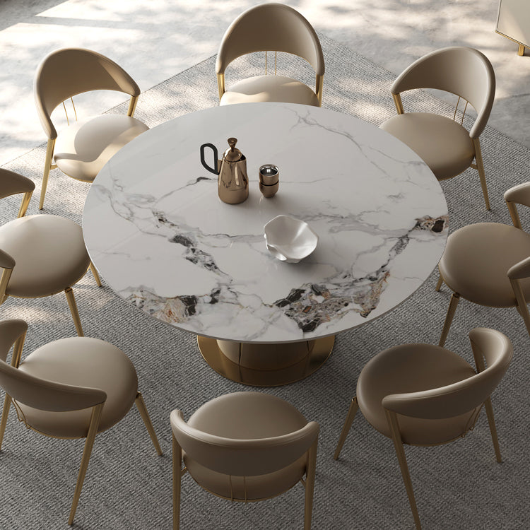 Kitchen Stone Round Dining Table Dining Room Pedestal Dinner Table Clearhalo 'Dining Tables & Seating' 'Dining Tables' 'dining_table' 'furn' 'furn_dining_table' 'Furniture' 'Kitchen & Dining Furniture' 7013322