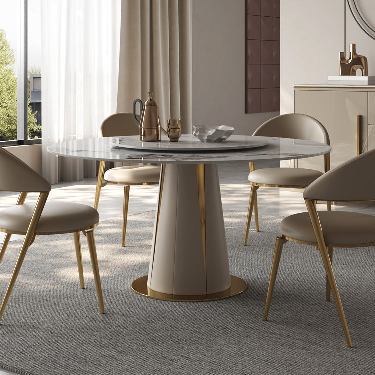 Kitchen Stone Round Dining Table Dining Room Pedestal Dinner Table Clearhalo 'Dining Tables & Seating' 'Dining Tables' 'dining_table' 'furn' 'furn_dining_table' 'Furniture' 'Kitchen & Dining Furniture' 7013323
