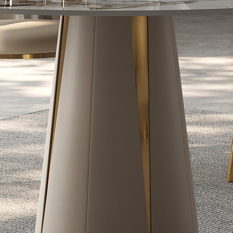 Kitchen Stone Round Dining Table Dining Room Pedestal Dinner Table Clearhalo 'Dining Tables & Seating' 'Dining Tables' 'dining_table' 'furn' 'furn_dining_table' 'Furniture' 'Kitchen & Dining Furniture' 7013327