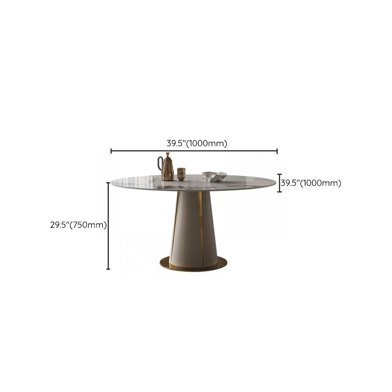 Kitchen Stone Round Dining Table Dining Room Pedestal Dinner Table Clearhalo 'Dining Tables & Seating' 'Dining Tables' 'dining_table' 'furn' 'furn_dining_table' 'Furniture' 'Kitchen & Dining Furniture' 7013329