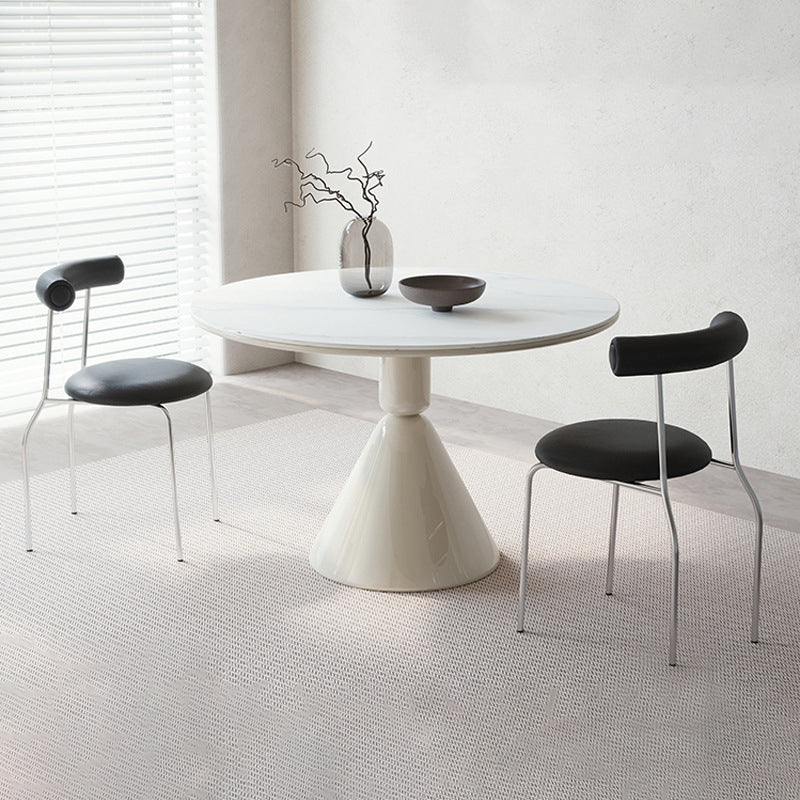 Contemporary Kitchen Dinner Table Stone Round Pedestal Dining Table