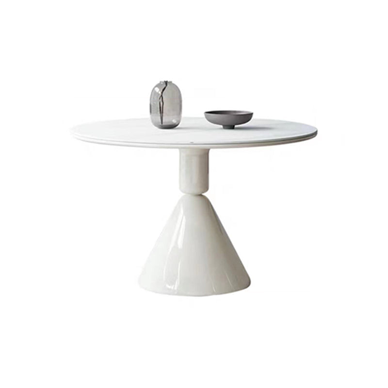 Contemporary Kitchen Dinner Table Stone Round Pedestal Dining Table