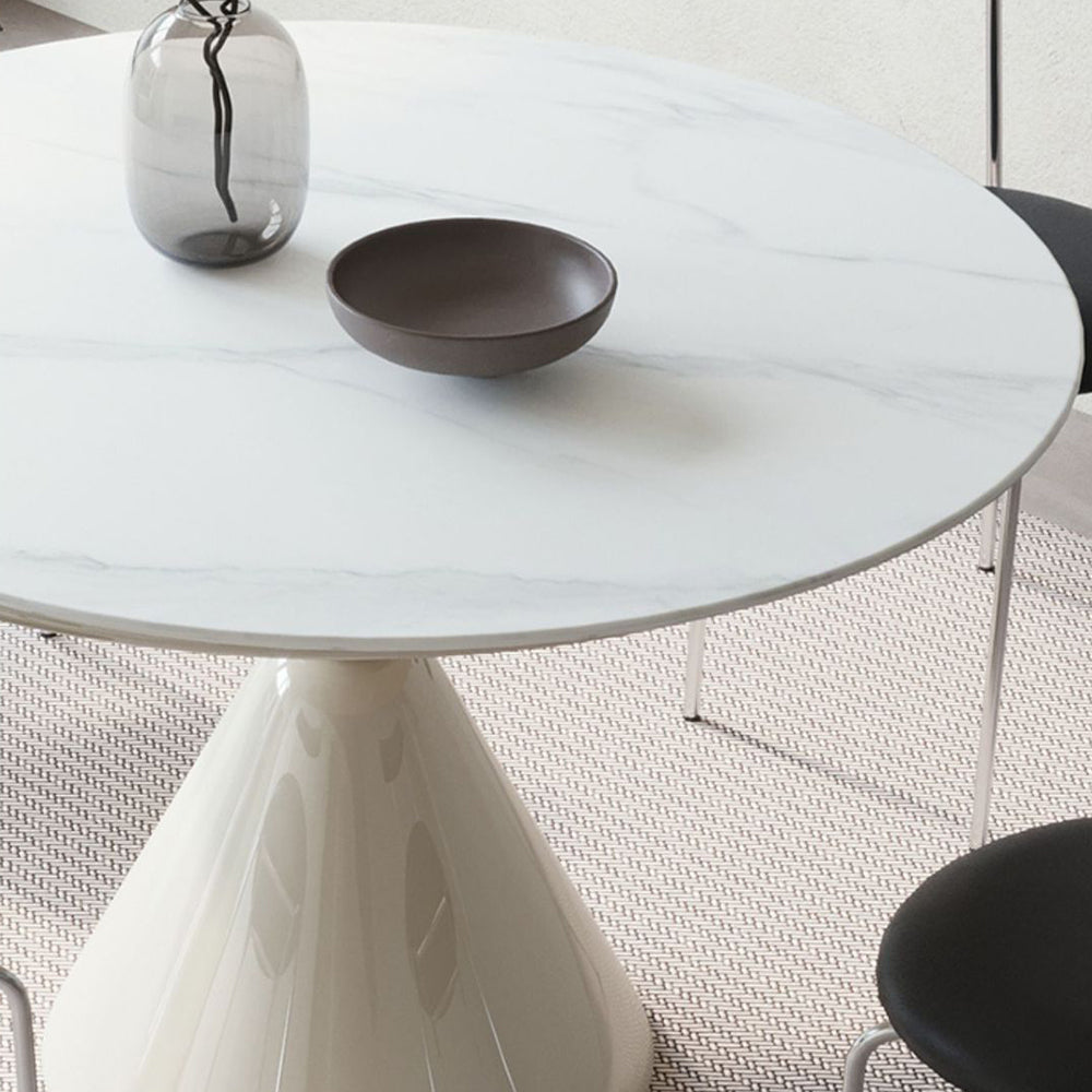 Contemporary Kitchen Dinner Table Stone Round Pedestal Dining Table