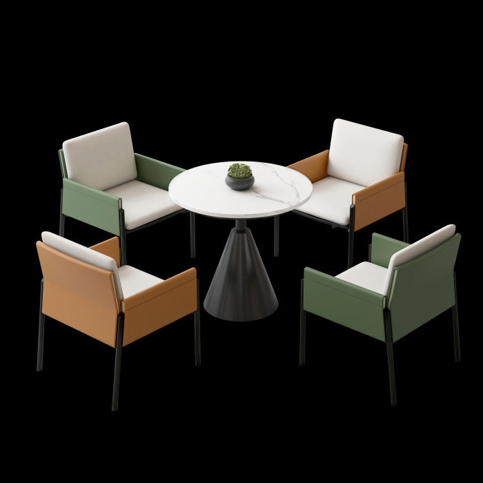 Glam Dining Table Set with Arm Chairs 1/2/3/4/5 Pcs Round Dining Set for Home