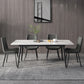 Modern Dinette Set with Solid Back Chairs 1/4/5/6/7 Pcs Stone Top Dining Table Set 5 Pieces: Table, 4 Chairs Clearhalo 'Dining Room Sets' 'Dining Tables & Seating' 'dining_room_set' 'furn' 'furn_dining_room_set' 'Furniture' 'Kitchen & Dining Furniture' 7013716