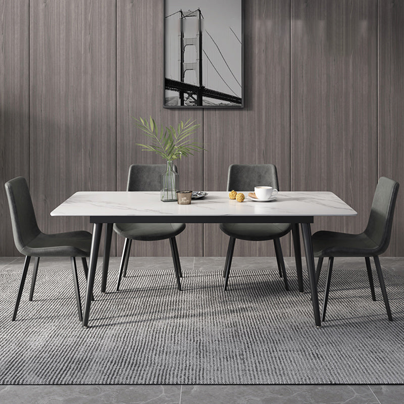 Modern Dinette Set with Solid Back Chairs 1/4/5/6/7 Pcs Stone Top Dining Table Set 5 Pieces: Table, 4 Chairs Clearhalo 'Dining Room Sets' 'Dining Tables & Seating' 'dining_room_set' 'furn' 'furn_dining_room_set' 'Furniture' 'Kitchen & Dining Furniture' 7013716