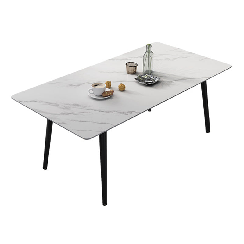 Modern Dinette Set with Solid Back Chairs 1/4/5/6/7 Pcs Stone Top Dining Table Set White 63"L x 31.5"W Clearhalo 'Dining Room Sets' 'Dining Tables & Seating' 'dining_room_set' 'furn' 'furn_dining_room_set' 'Furniture' 'Kitchen & Dining Furniture' 7013717
