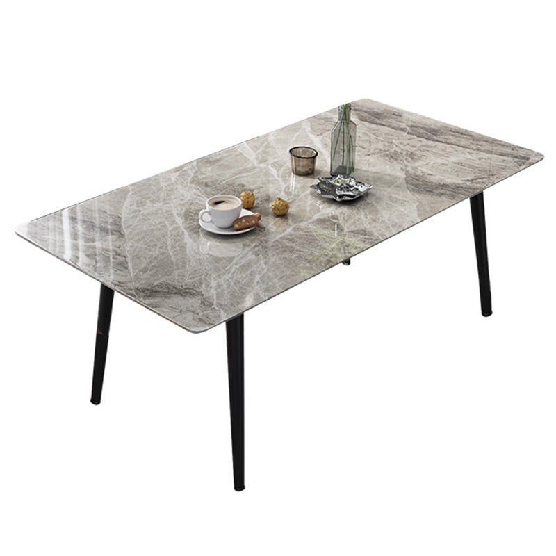 Modern Dinette Set with Solid Back Chairs 1/4/5/6/7 Pcs Stone Top Dining Table Set Grey 63"L x 31"W Clearhalo 'Dining Room Sets' 'Dining Tables & Seating' 'dining_room_set' 'furn' 'furn_dining_room_set' 'Furniture' 'Kitchen & Dining Furniture' 7013719