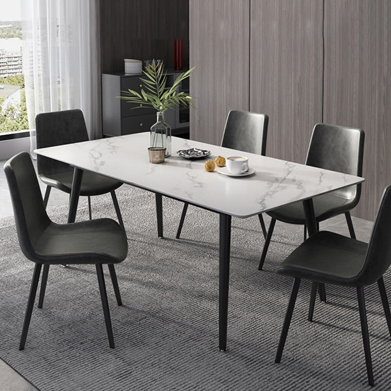 Modern Dinette Set with Solid Back Chairs 1/4/5/6/7 Pcs Stone Top Dining Table Set 6 Pieces: Table, 5 Chairs Clearhalo 'Dining Room Sets' 'Dining Tables & Seating' 'dining_room_set' 'furn' 'furn_dining_room_set' 'Furniture' 'Kitchen & Dining Furniture' 7013720