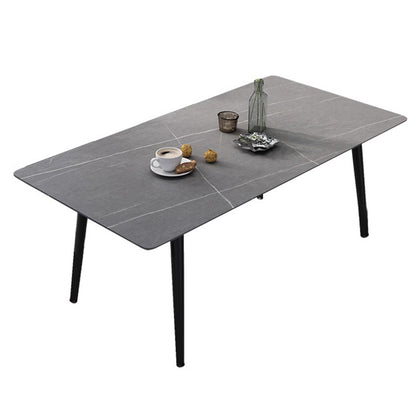 Modern Dinette Set with Solid Back Chairs 1/4/5/6/7 Pcs Stone Top Dining Table Set Light Gray 63"L x 31"W Clearhalo 'Dining Room Sets' 'Dining Tables & Seating' 'dining_room_set' 'furn' 'furn_dining_room_set' 'Furniture' 'Kitchen & Dining Furniture' 7013723