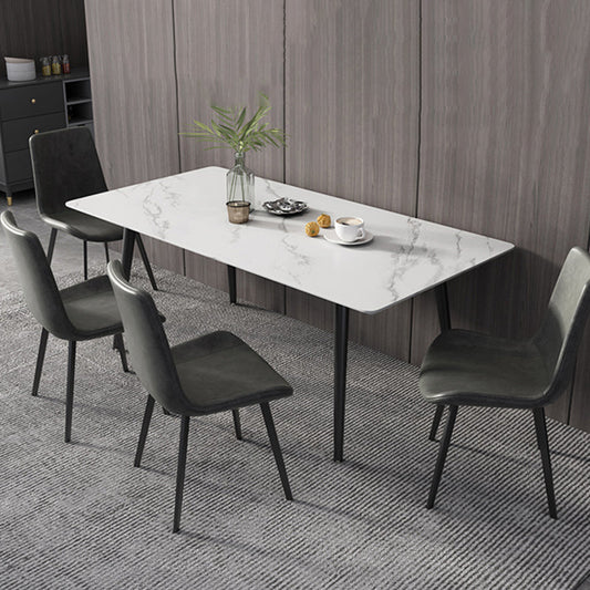 Modern Dinette Set with Solid Back Chairs 1/4/5/6/7 Pcs Stone Top Dining Table Set Clearhalo 'Dining Room Sets' 'Dining Tables & Seating' 'dining_room_set' 'furn' 'furn_dining_room_set' 'Furniture' 'Kitchen & Dining Furniture' 7013727