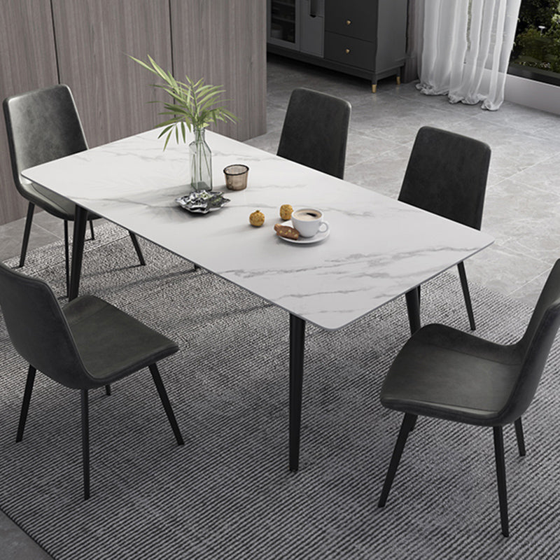 Modern Dinette Set with Solid Back Chairs 1/4/5/6/7 Pcs Stone Top Dining Table Set Clearhalo 'Dining Room Sets' 'Dining Tables & Seating' 'dining_room_set' 'furn' 'furn_dining_room_set' 'Furniture' 'Kitchen & Dining Furniture' 7013728