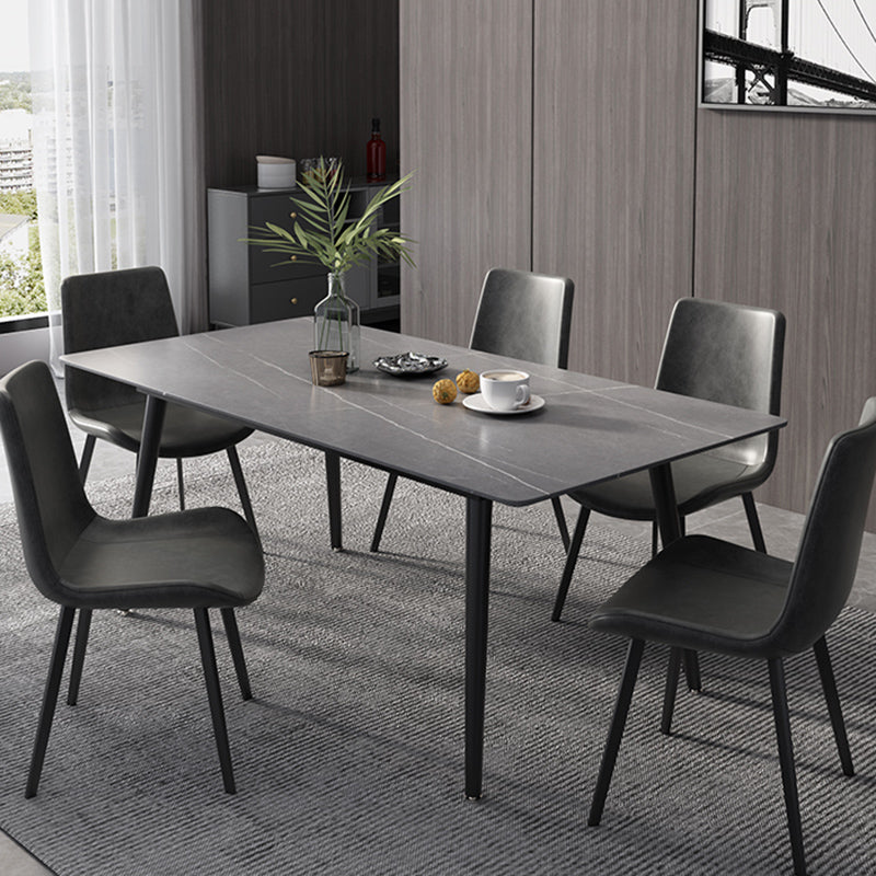 Modern Dinette Set with Solid Back Chairs 1/4/5/6/7 Pcs Stone Top Dining Table Set Clearhalo 'Dining Room Sets' 'Dining Tables & Seating' 'dining_room_set' 'furn' 'furn_dining_room_set' 'Furniture' 'Kitchen & Dining Furniture' 7013729