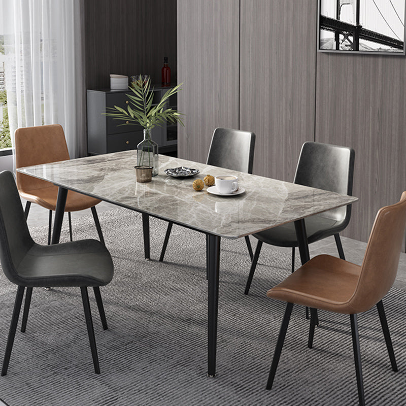 Modern Dinette Set with Solid Back Chairs 1/4/5/6/7 Pcs Stone Top Dining Table Set Clearhalo 'Dining Room Sets' 'Dining Tables & Seating' 'dining_room_set' 'furn' 'furn_dining_room_set' 'Furniture' 'Kitchen & Dining Furniture' 7013730