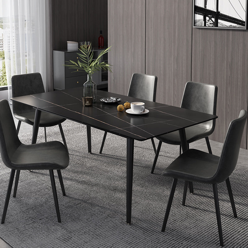 Modern Dinette Set with Solid Back Chairs 1/4/5/6/7 Pcs Stone Top Dining Table Set Clearhalo 'Dining Room Sets' 'Dining Tables & Seating' 'dining_room_set' 'furn' 'furn_dining_room_set' 'Furniture' 'Kitchen & Dining Furniture' 7013731