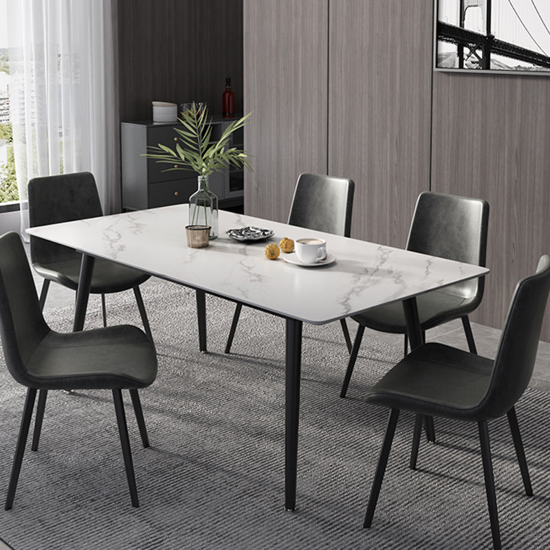 Modern Dinette Set with Solid Back Chairs 1/4/5/6/7 Pcs Stone Top Dining Table Set Clearhalo 'Dining Room Sets' 'Dining Tables & Seating' 'dining_room_set' 'furn' 'furn_dining_room_set' 'Furniture' 'Kitchen & Dining Furniture' 7013732