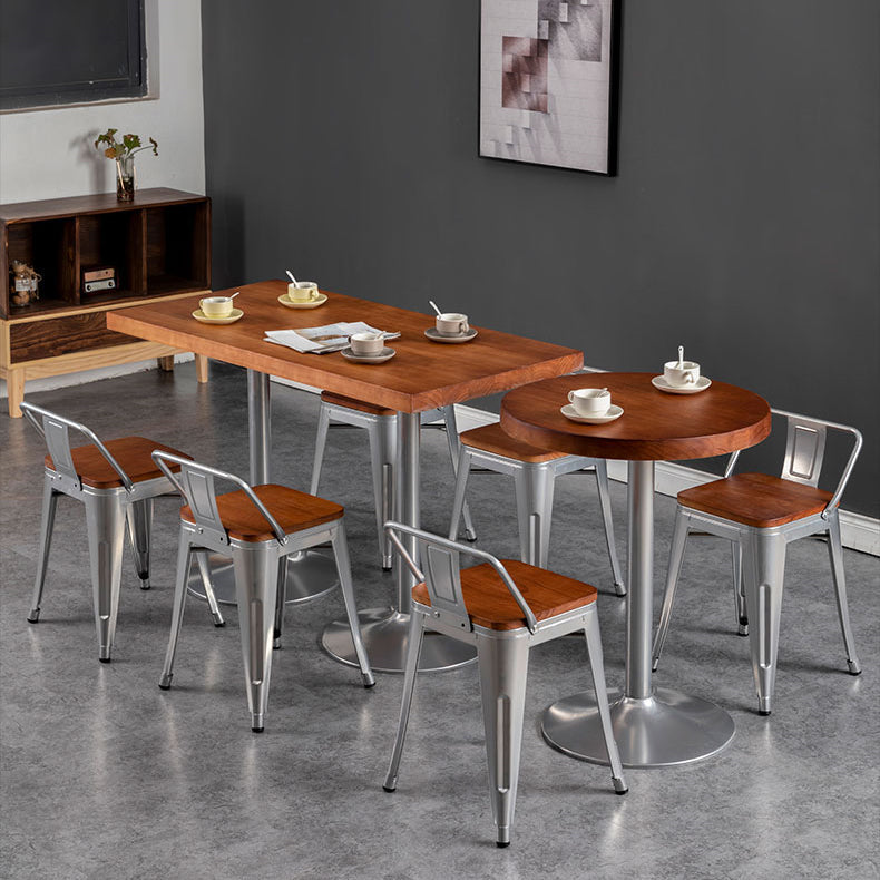 Slat Back Kitchen Dining Chairs Silver Arm Chairs with Metal Base Clearhalo 'Dining Chairs' 'Dining Tables & Seating' 'dining_chair' 'furn' 'furn_dining_chair' 'Furniture' 'Kitchen & Dining Furniture' 7013838