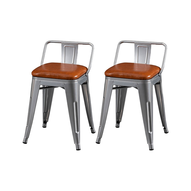 Slat Back Kitchen Dining Chairs Silver Arm Chairs with Metal Base Upholstered Chair(s) Brown 2 Piece Set Clearhalo 'Dining Chairs' 'Dining Tables & Seating' 'dining_chair' 'furn' 'furn_dining_chair' 'Furniture' 'Kitchen & Dining Furniture' 7013839