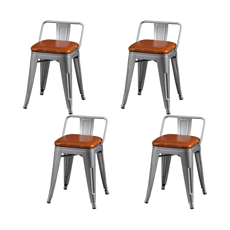 Slat Back Kitchen Dining Chairs Silver Arm Chairs with Metal Base Upholstered Chair(s) Brown 4 Piece Set Clearhalo 'Dining Chairs' 'Dining Tables & Seating' 'dining_chair' 'furn' 'furn_dining_chair' 'Furniture' 'Kitchen & Dining Furniture' 7013841