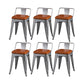 Slat Back Kitchen Dining Chairs Silver Arm Chairs with Metal Base Upholstered Chair(s) Brown 6 Piece Set Clearhalo 'Dining Chairs' 'Dining Tables & Seating' 'dining_chair' 'furn' 'furn_dining_chair' 'Furniture' 'Kitchen & Dining Furniture' 7013843