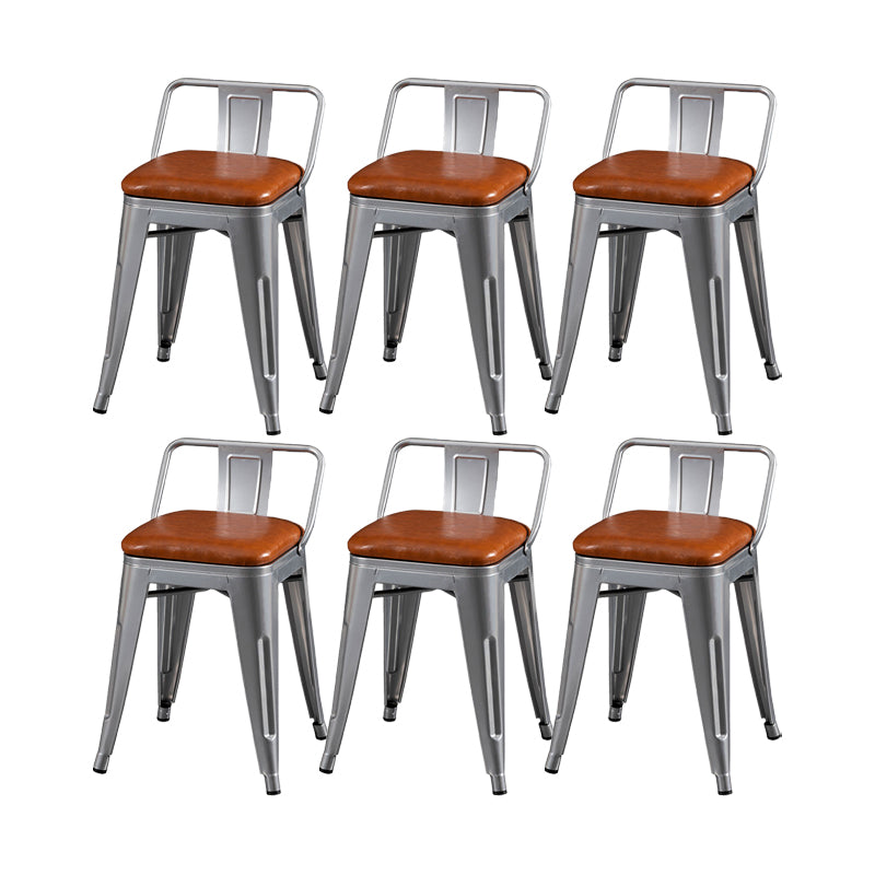 Slat Back Kitchen Dining Chairs Silver Arm Chairs with Metal Base Upholstered Chair(s) Brown 6 Piece Set Clearhalo 'Dining Chairs' 'Dining Tables & Seating' 'dining_chair' 'furn' 'furn_dining_chair' 'Furniture' 'Kitchen & Dining Furniture' 7013843