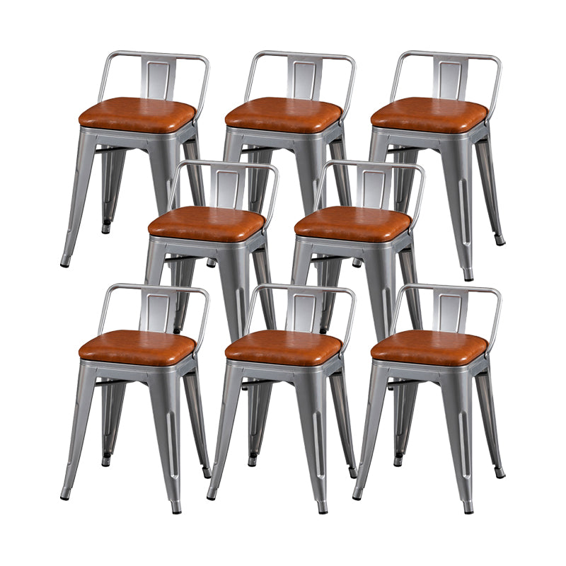 Slat Back Kitchen Dining Chairs Silver Arm Chairs with Metal Base Upholstered Chair(s) Brown 8 Piece Set Clearhalo 'Dining Chairs' 'Dining Tables & Seating' 'dining_chair' 'furn' 'furn_dining_chair' 'Furniture' 'Kitchen & Dining Furniture' 7013846