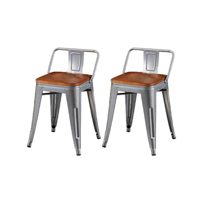 Slat Back Kitchen Dining Chairs Silver Arm Chairs with Metal Base Non-Upholstered Chair(s) Brown 2 Piece Set Clearhalo 'Dining Chairs' 'Dining Tables & Seating' 'dining_chair' 'furn' 'furn_dining_chair' 'Furniture' 'Kitchen & Dining Furniture' 7013848