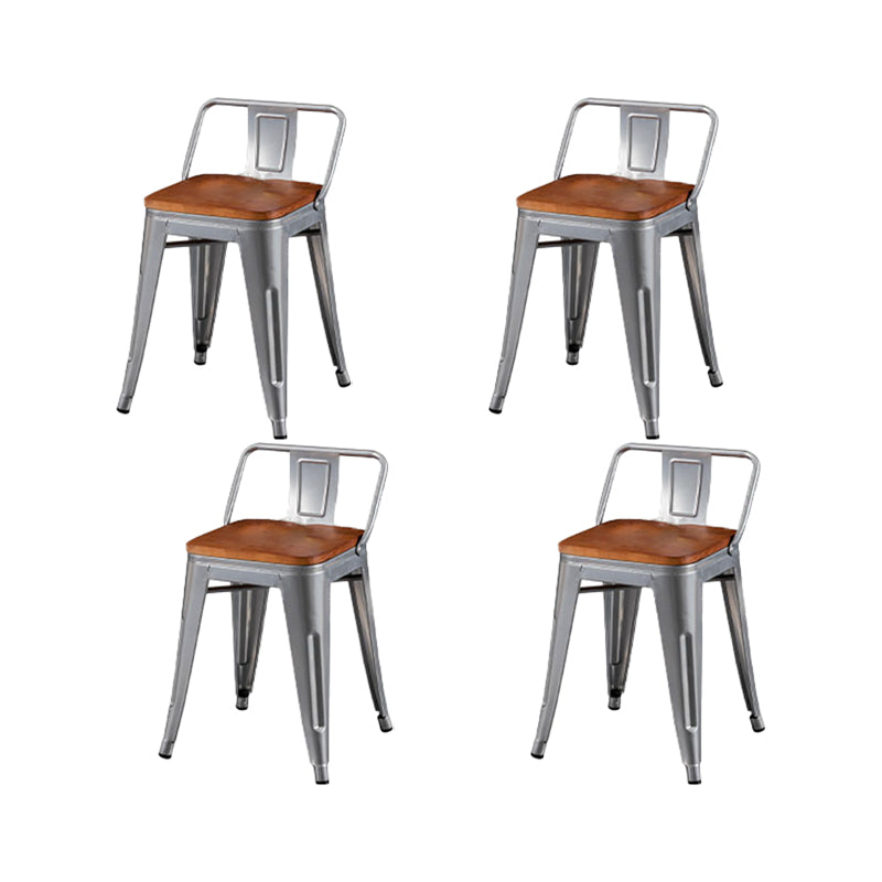 Slat Back Kitchen Dining Chairs Silver Arm Chairs with Metal Base Non-Upholstered Chair(s) Brown 4 Piece Set Clearhalo 'Dining Chairs' 'Dining Tables & Seating' 'dining_chair' 'furn' 'furn_dining_chair' 'Furniture' 'Kitchen & Dining Furniture' 7013850
