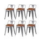 Slat Back Kitchen Dining Chairs Silver Arm Chairs with Metal Base Non-Upholstered Chair(s) Brown 6 Piece Set Clearhalo 'Dining Chairs' 'Dining Tables & Seating' 'dining_chair' 'furn' 'furn_dining_chair' 'Furniture' 'Kitchen & Dining Furniture' 7013853