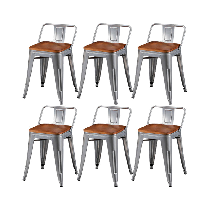 Slat Back Kitchen Dining Chairs Silver Arm Chairs with Metal Base Non-Upholstered Chair(s) Brown 6 Piece Set Clearhalo 'Dining Chairs' 'Dining Tables & Seating' 'dining_chair' 'furn' 'furn_dining_chair' 'Furniture' 'Kitchen & Dining Furniture' 7013853