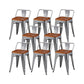 Slat Back Kitchen Dining Chairs Silver Arm Chairs with Metal Base Non-Upholstered Chair(s) Brown 8 Piece Set Clearhalo 'Dining Chairs' 'Dining Tables & Seating' 'dining_chair' 'furn' 'furn_dining_chair' 'Furniture' 'Kitchen & Dining Furniture' 7013854