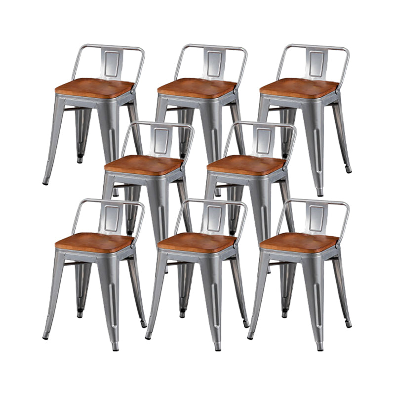 Slat Back Kitchen Dining Chairs Silver Arm Chairs with Metal Base Non-Upholstered Chair(s) Brown 8 Piece Set Clearhalo 'Dining Chairs' 'Dining Tables & Seating' 'dining_chair' 'furn' 'furn_dining_chair' 'Furniture' 'Kitchen & Dining Furniture' 7013854