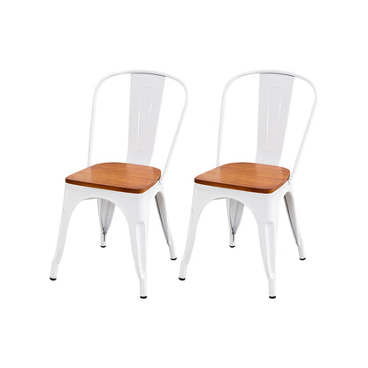 スラットバックアームチェアメタルベースのある現代のダイニングチェア