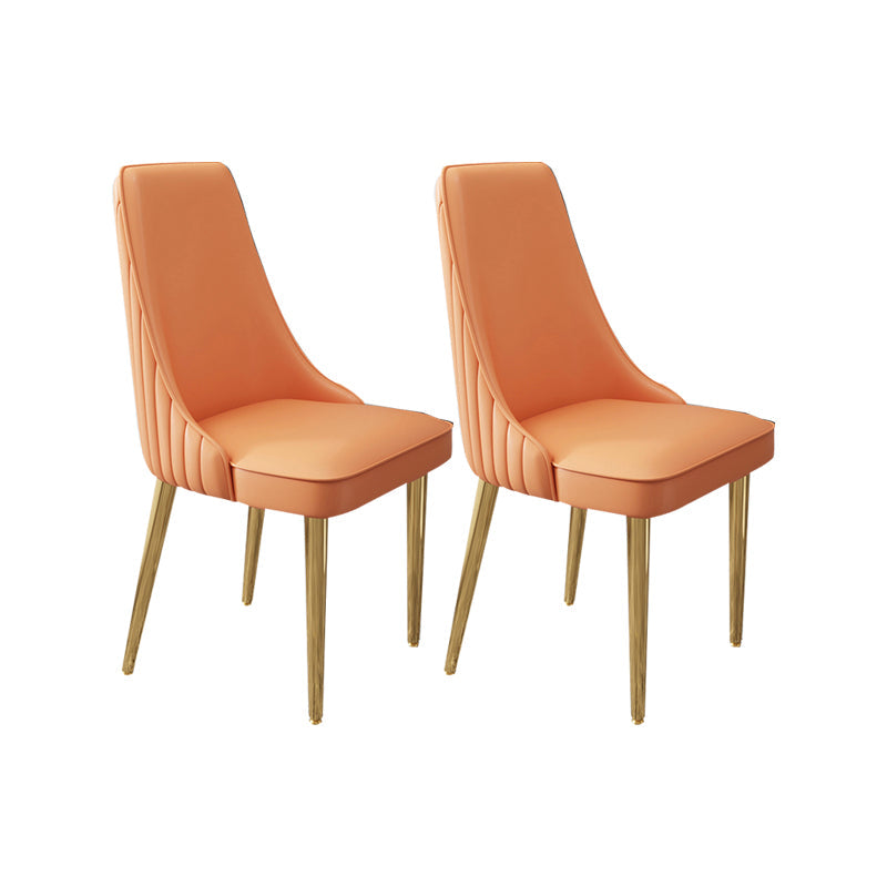 Glam Style Side Chair Leather Parsons Back Dining Chair for Home Orange 2 Piece Set Clearhalo 'Dining Chairs' 'Dining Tables & Seating' 'dining_chair' 'furn' 'furn_dining_chair' 'Furniture' 'Kitchen & Dining Furniture' 7013894