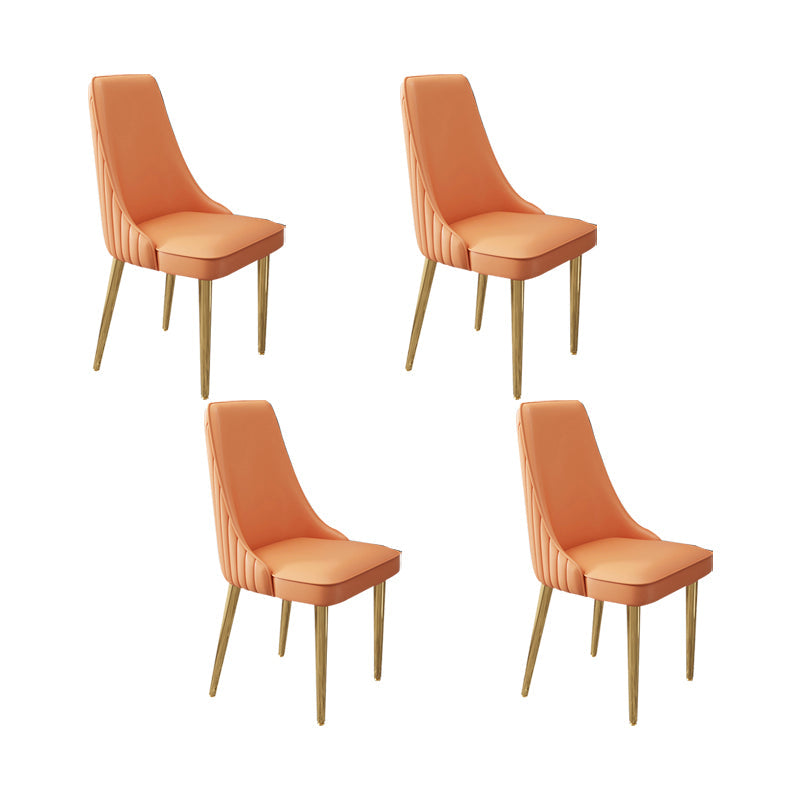 Glam Style Side Chair Leather Parsons Back Dining Chair for Home Orange 4 Piece Set Clearhalo 'Dining Chairs' 'Dining Tables & Seating' 'dining_chair' 'furn' 'furn_dining_chair' 'Furniture' 'Kitchen & Dining Furniture' 7013895