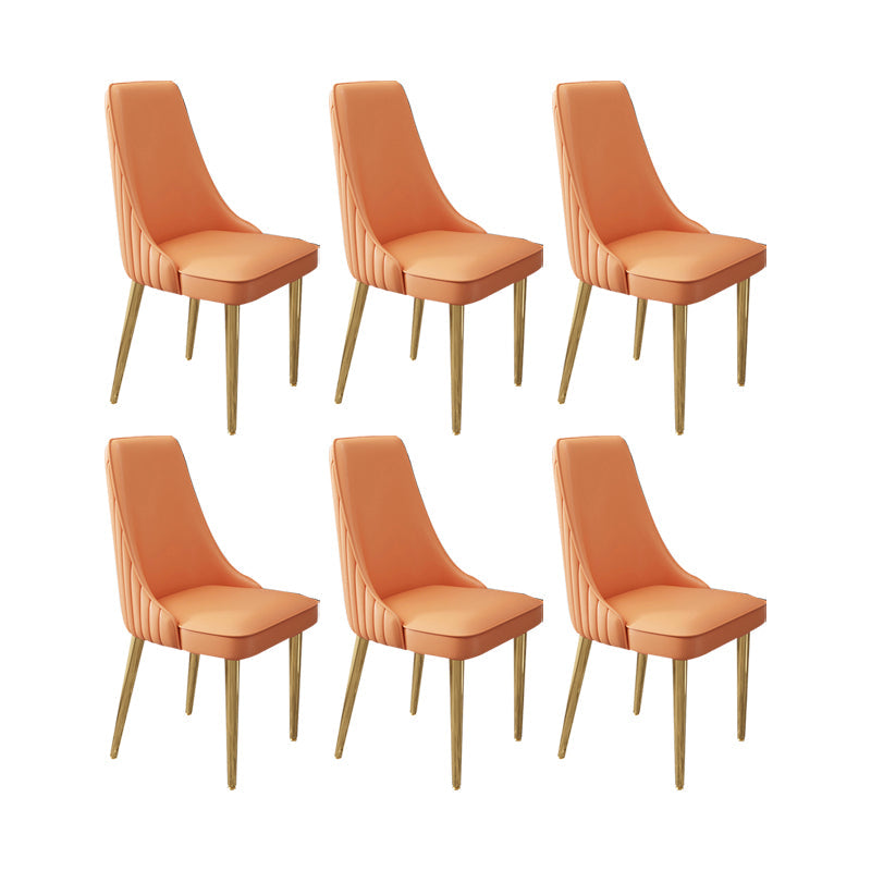 Glam Style Side Chair Leather Parsons Back Dining Chair for Home Orange 6 Piece Set Clearhalo 'Dining Chairs' 'Dining Tables & Seating' 'dining_chair' 'furn' 'furn_dining_chair' 'Furniture' 'Kitchen & Dining Furniture' 7013898