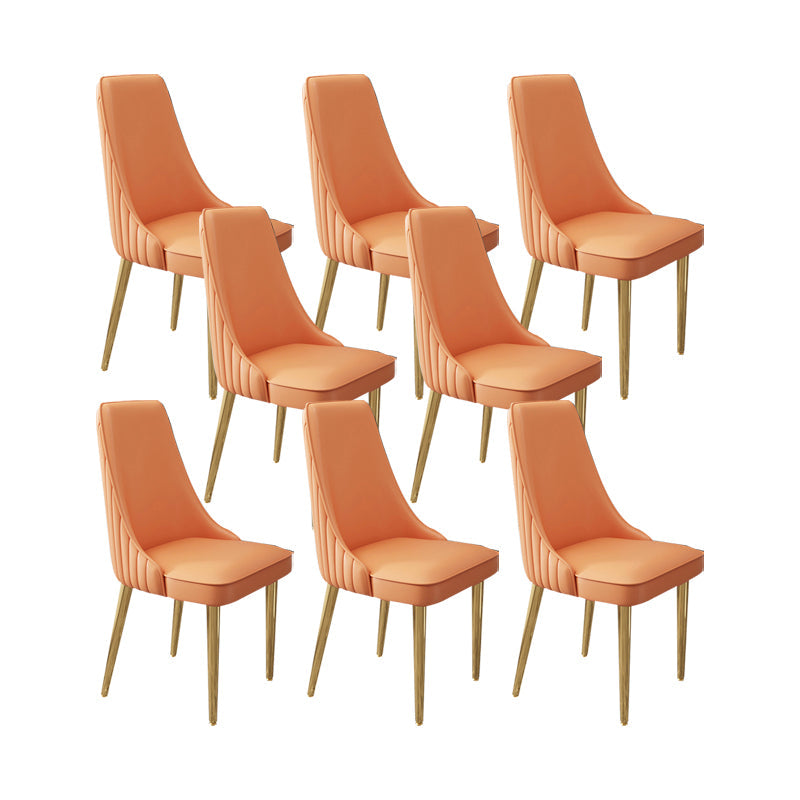 Glam Style Side Chair Leather Parsons Back Dining Chair for Home Orange 8 Piece Set Clearhalo 'Dining Chairs' 'Dining Tables & Seating' 'dining_chair' 'furn' 'furn_dining_chair' 'Furniture' 'Kitchen & Dining Furniture' 7013900