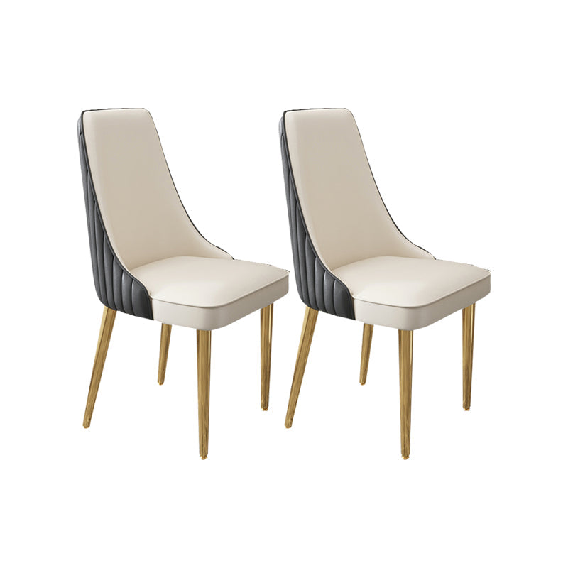 Glam Style Side Chair Leather Parsons Back Dining Chair for Home Black-White 2 Piece Set Clearhalo 'Dining Chairs' 'Dining Tables & Seating' 'dining_chair' 'furn' 'furn_dining_chair' 'Furniture' 'Kitchen & Dining Furniture' 7013903