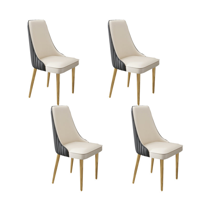 Glam Style Side Chair Leather Parsons Back Dining Chair for Home Black-White 4 Piece Set Clearhalo 'Dining Chairs' 'Dining Tables & Seating' 'dining_chair' 'furn' 'furn_dining_chair' 'Furniture' 'Kitchen & Dining Furniture' 7013904