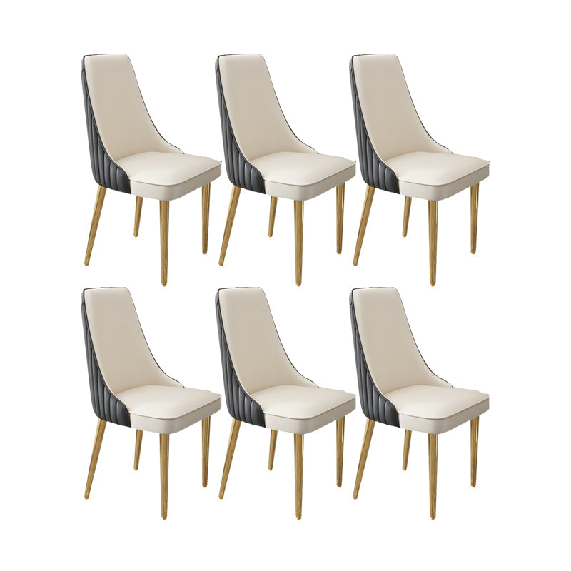 Glam Style Side Chair Leather Parsons Back Dining Chair for Home Black-White 6 Piece Set Clearhalo 'Dining Chairs' 'Dining Tables & Seating' 'dining_chair' 'furn' 'furn_dining_chair' 'Furniture' 'Kitchen & Dining Furniture' 7013906