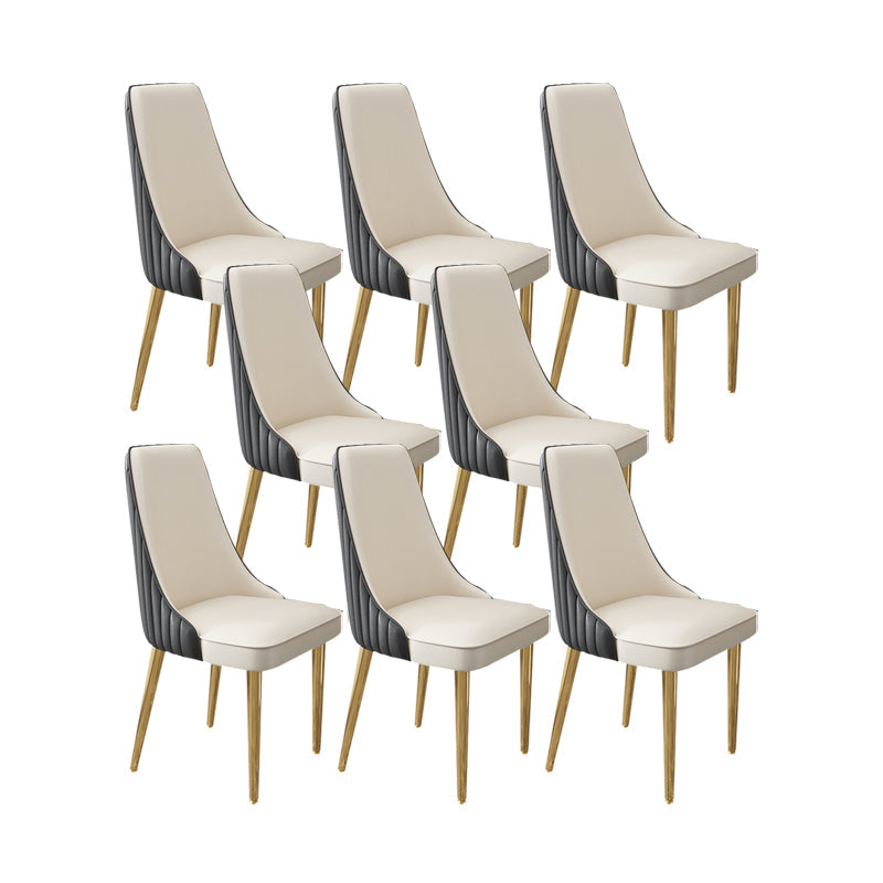 Glam Style Side Chair Leather Parsons Back Dining Chair for Home Black-White 8 Piece Set Clearhalo 'Dining Chairs' 'Dining Tables & Seating' 'dining_chair' 'furn' 'furn_dining_chair' 'Furniture' 'Kitchen & Dining Furniture' 7013908