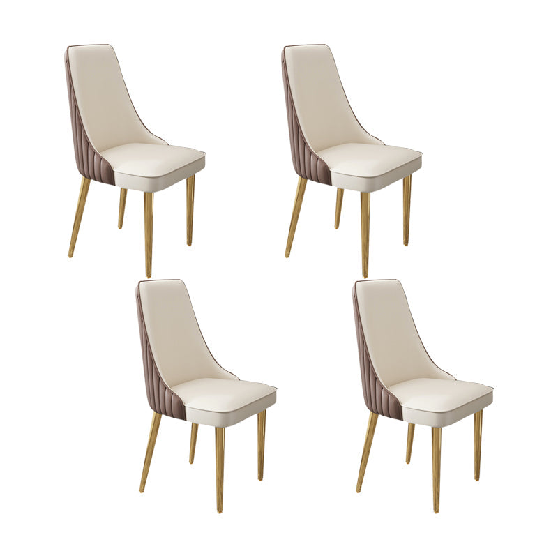 Glam Style Side Chair Leather Parsons Back Dining Chair for Home Brown White 4 Piece Set Clearhalo 'Dining Chairs' 'Dining Tables & Seating' 'dining_chair' 'furn' 'furn_dining_chair' 'Furniture' 'Kitchen & Dining Furniture' 7013911