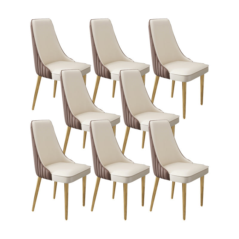 Glam Style Side Chair Leather Parsons Back Dining Chair for Home Brown White 8 Piece Set Clearhalo 'Dining Chairs' 'Dining Tables & Seating' 'dining_chair' 'furn' 'furn_dining_chair' 'Furniture' 'Kitchen & Dining Furniture' 7013913