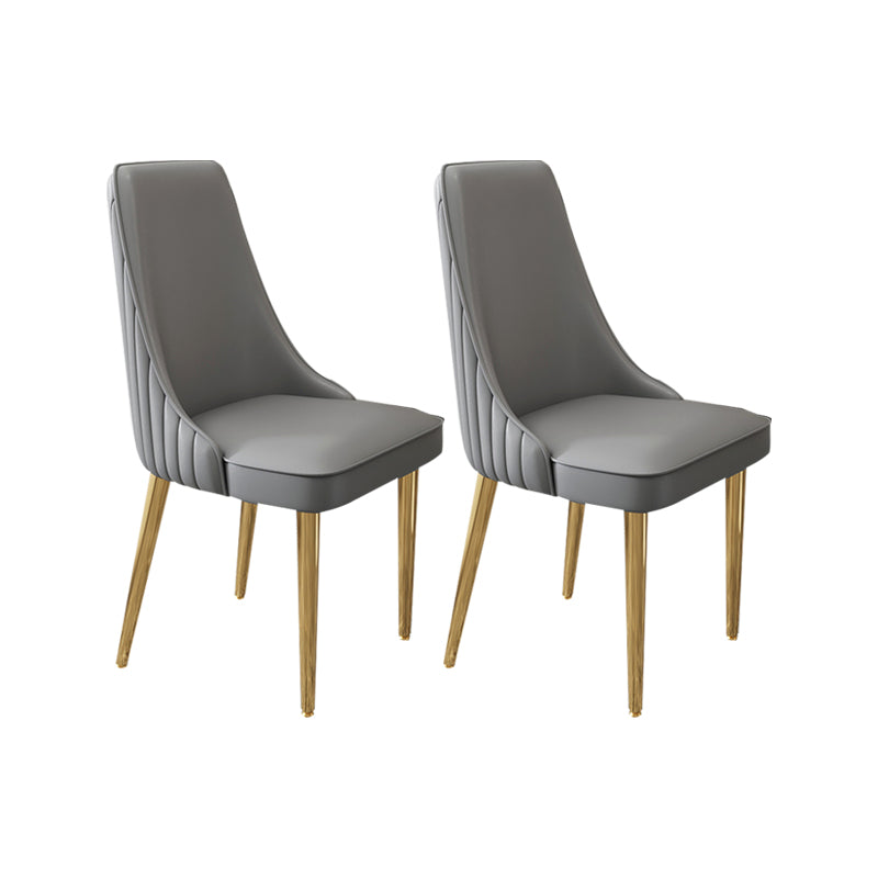 Glam Style Side Chair Leather Parsons Back Dining Chair for Home Grey 2 Piece Set Clearhalo 'Dining Chairs' 'Dining Tables & Seating' 'dining_chair' 'furn' 'furn_dining_chair' 'Furniture' 'Kitchen & Dining Furniture' 7013914