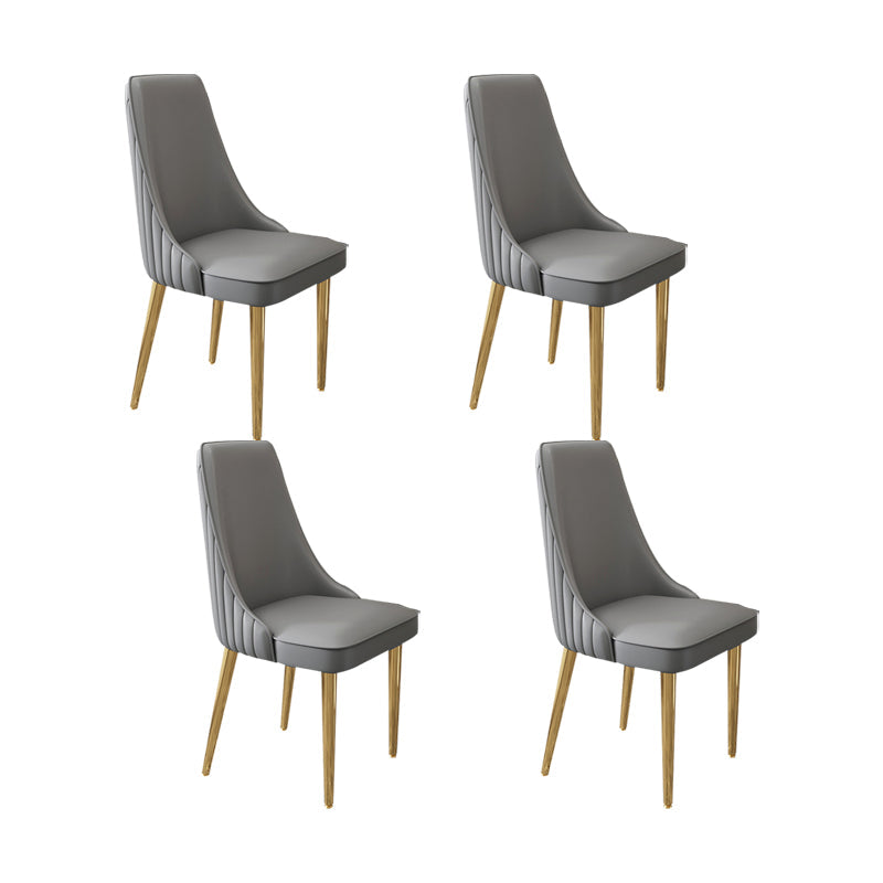 Glam Style Side Chair Leather Parsons Back Dining Chair for Home Grey 4 Piece Set Clearhalo 'Dining Chairs' 'Dining Tables & Seating' 'dining_chair' 'furn' 'furn_dining_chair' 'Furniture' 'Kitchen & Dining Furniture' 7013915