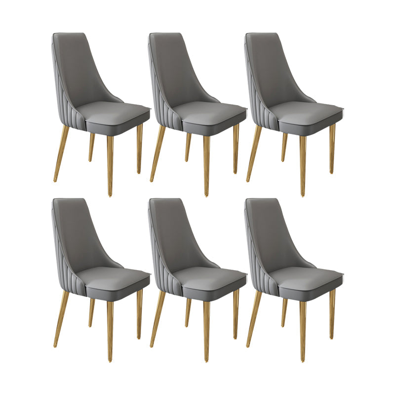 Glam Style Side Chair Leather Parsons Back Dining Chair for Home Grey 6 Piece Set Clearhalo 'Dining Chairs' 'Dining Tables & Seating' 'dining_chair' 'furn' 'furn_dining_chair' 'Furniture' 'Kitchen & Dining Furniture' 7013916