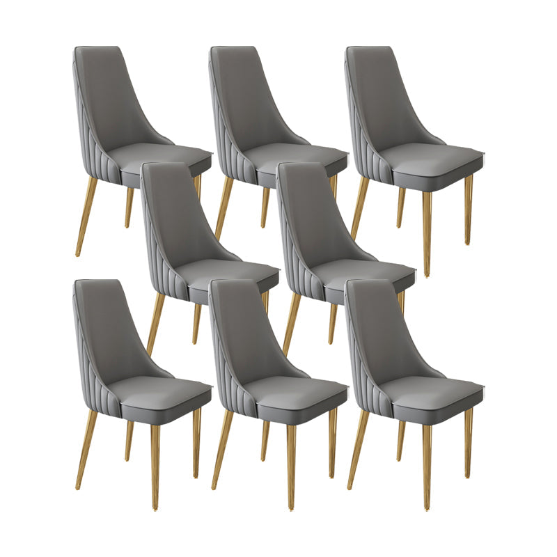 Glam Style Side Chair Leather Parsons Back Dining Chair for Home Grey 8 Piece Set Clearhalo 'Dining Chairs' 'Dining Tables & Seating' 'dining_chair' 'furn' 'furn_dining_chair' 'Furniture' 'Kitchen & Dining Furniture' 7013917