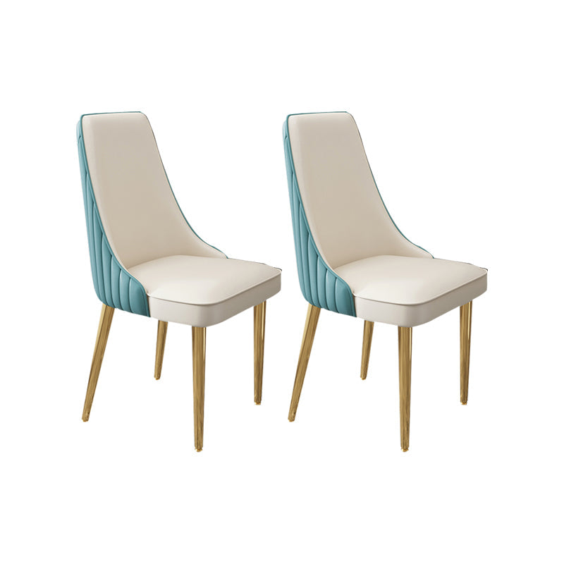 Glam Style Side Chair Leather Parsons Back Dining Chair for Home Blue-White 2 Piece Set Clearhalo 'Dining Chairs' 'Dining Tables & Seating' 'dining_chair' 'furn' 'furn_dining_chair' 'Furniture' 'Kitchen & Dining Furniture' 7013918