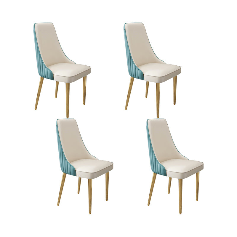 Glam Style Side Chair Leather Parsons Back Dining Chair for Home Blue-White 4 Piece Set Clearhalo 'Dining Chairs' 'Dining Tables & Seating' 'dining_chair' 'furn' 'furn_dining_chair' 'Furniture' 'Kitchen & Dining Furniture' 7013919