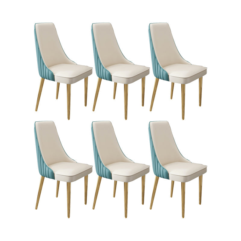 Glam Style Side Chair Leather Parsons Back Dining Chair for Home Blue-White 6 Piece Set Clearhalo 'Dining Chairs' 'Dining Tables & Seating' 'dining_chair' 'furn' 'furn_dining_chair' 'Furniture' 'Kitchen & Dining Furniture' 7013920